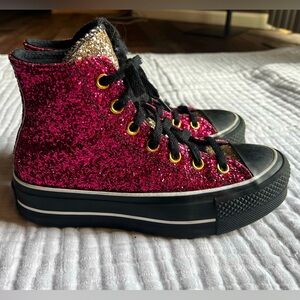 Converse glitter high top platform
Big kids men’s 4 womens 6